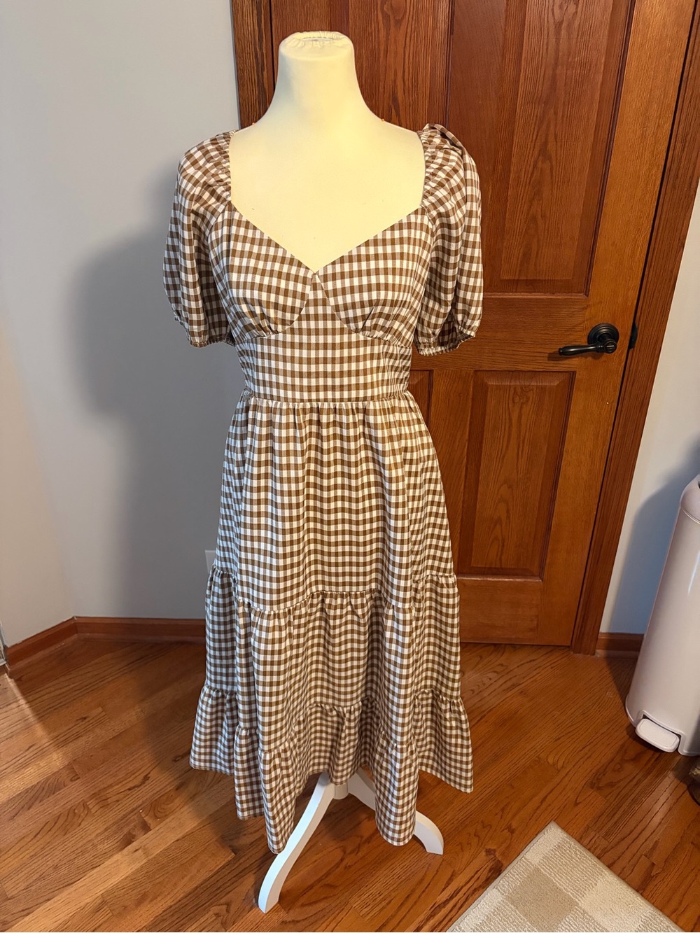Arula brown and beige gingham dress with ruffle details size X #gingham #ruffles